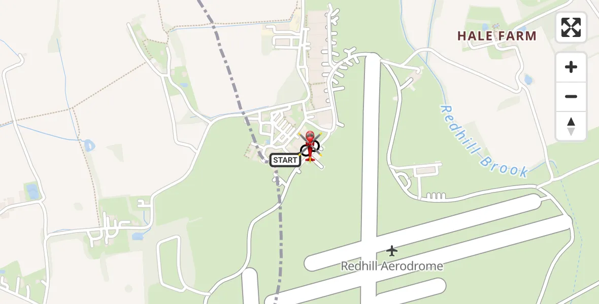 Flight route Air Ambulance Helicopter Redhill Aerodrome - Tandridge, 25 July 2026, 20:16