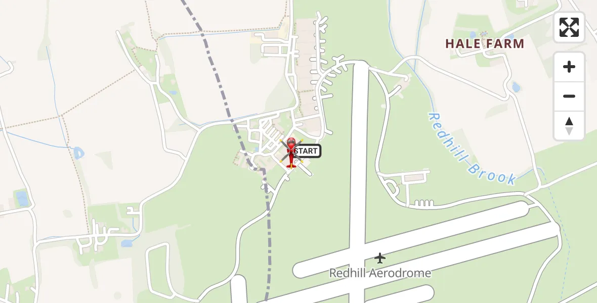 Flight route Air Ambulance Helicopter Redhill Aerodrome - Salfords, 25 July 2026, 20:20