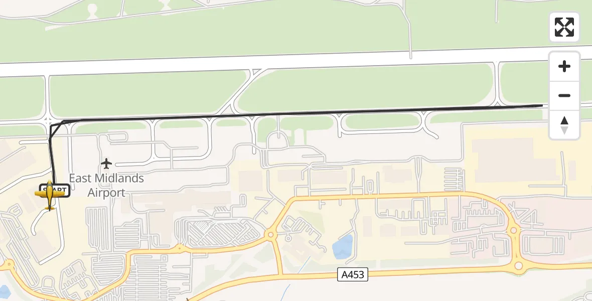 Flight route Police Aircraft East Midlands Airport - East Midlands Airport, 25 July 2026, 21:52