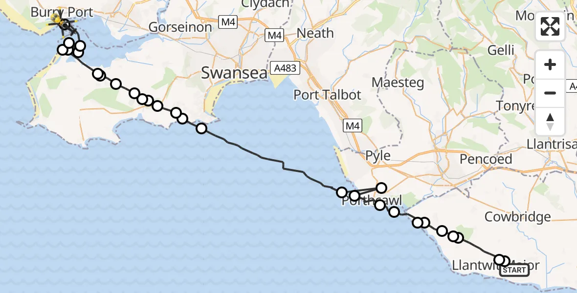Flight route Police Helicopter MOD St Athan - Graig, 26 July 2026, 09:06