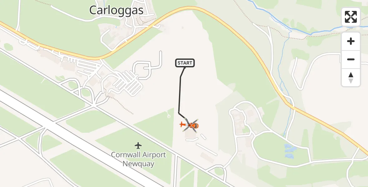 Flight route Coastguard Helicopter Cornwall Airport Newquay - Cornwall Airport Newquay, 26 July 2026, 09:59