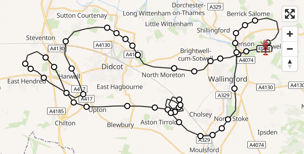 Flight route Air Ambulance Helicopter RAF Benson - RAF Benson, 26 July 2026, 10:42