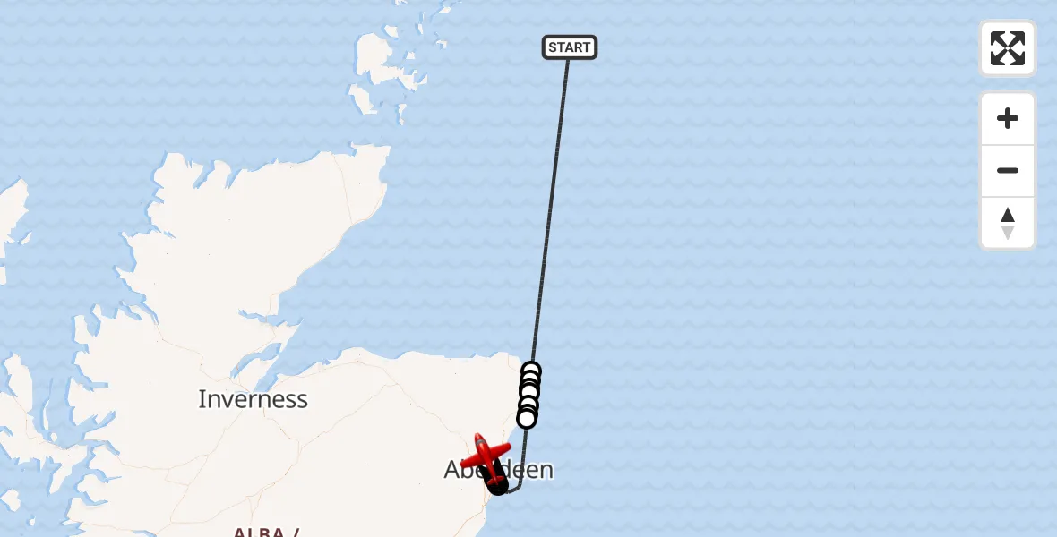 Flight route Air Ambulance Aircraft North Sea - Aberdeen International Airport, 26 July 2026, 12:11