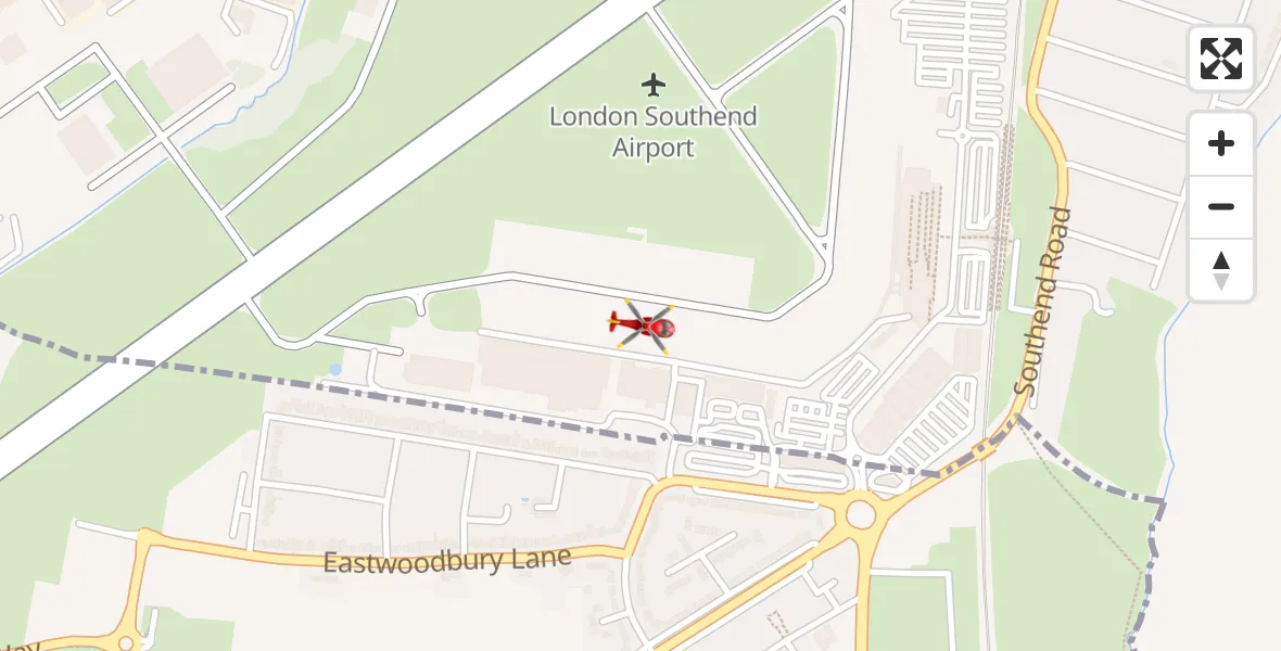 Flight route Air Ambulance Helicopter London Southend Airport - London Southend Airport, 26 July 2026, 12:56