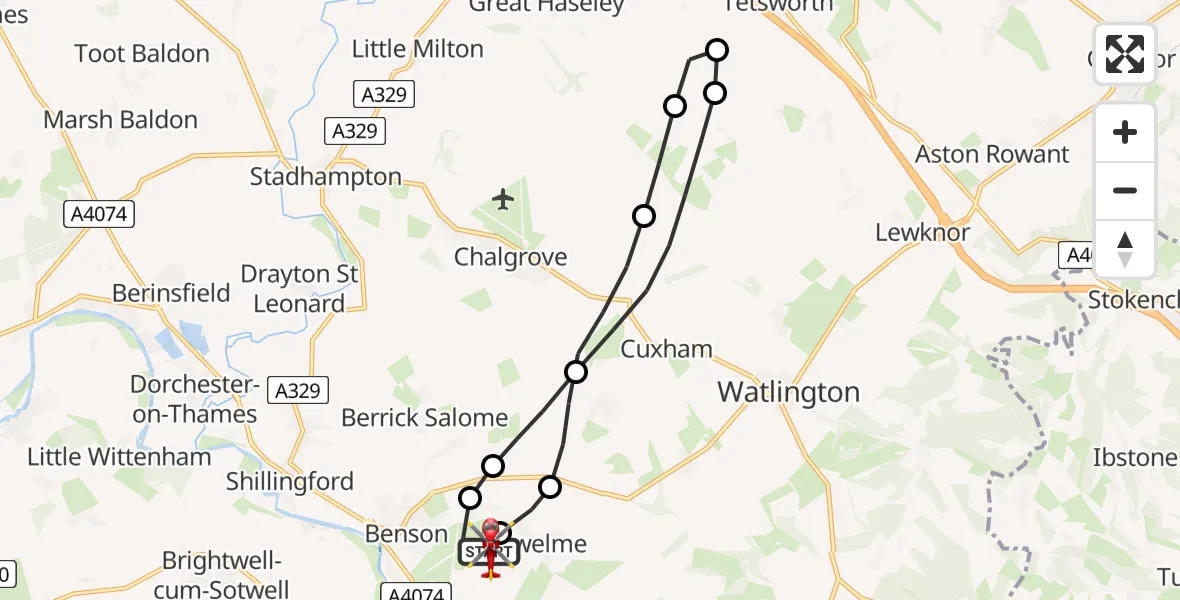 Flight route Air Ambulance Helicopter RAF Benson - RAF Benson, 26 July 2026, 13:54