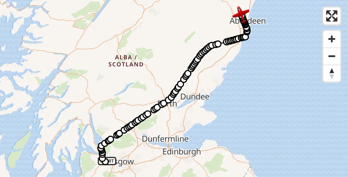 Flight route Air Ambulance Aircraft Glasgow Airport - Aberdeen International Airport, 26 July 2026, 14:00