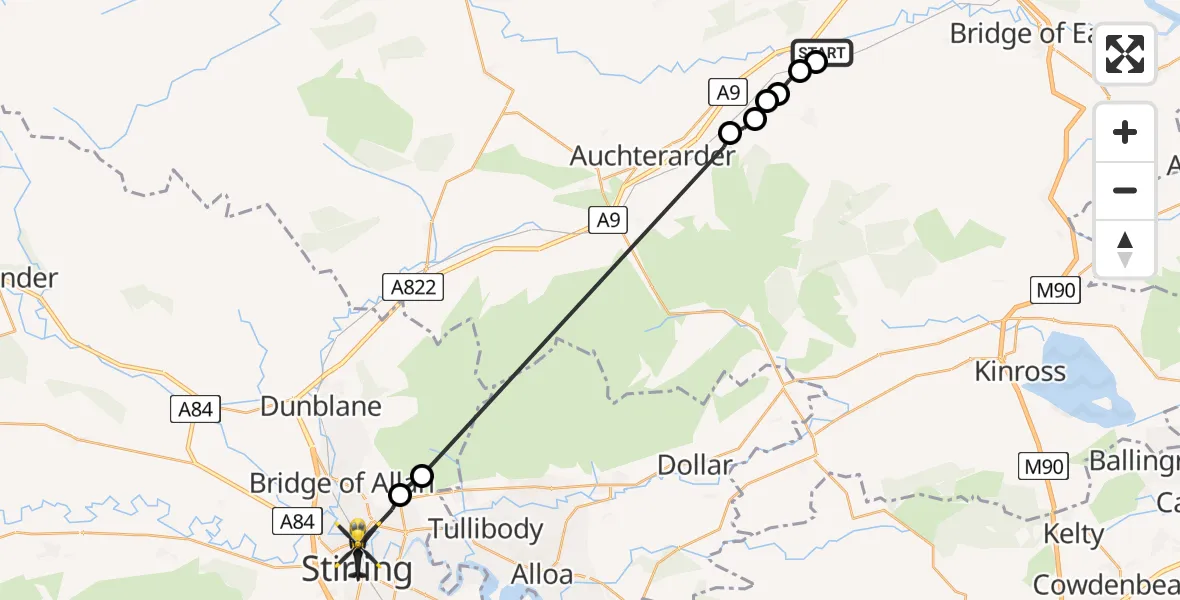 Flight route Police Helicopter Dunning - Old Town, 26 July 2026, 15:07