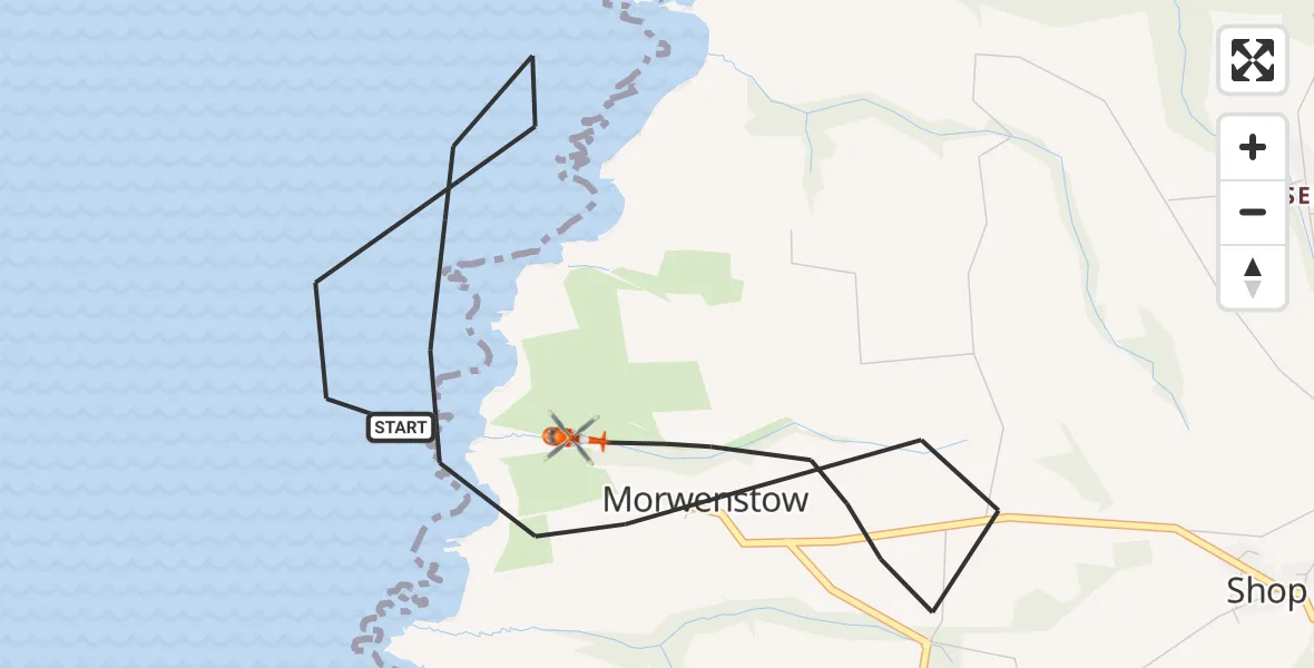 Flight route Coastguard Helicopter Morwenstow - Morwenstow, 26 July 2026, 15:41