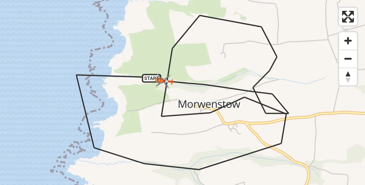 Flight route Coastguard Helicopter Morwenstow - Morwenstow, 26 July 2026, 15:47