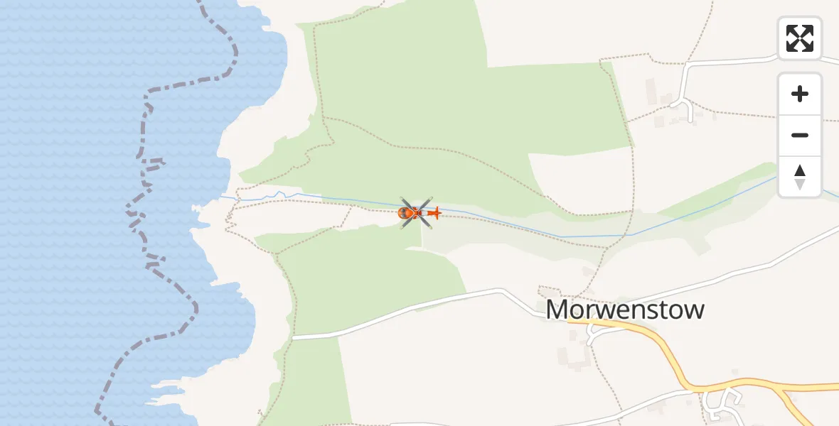 Flight route Coastguard Helicopter Morwenstow - Morwenstow, 26 July 2026, 15:55