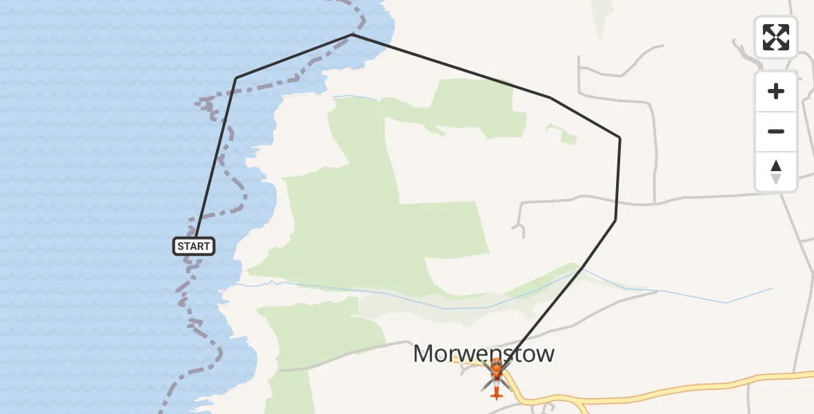 Flight route Coastguard Helicopter Morwenstow - Morwenstow, 26 July 2026, 15:59