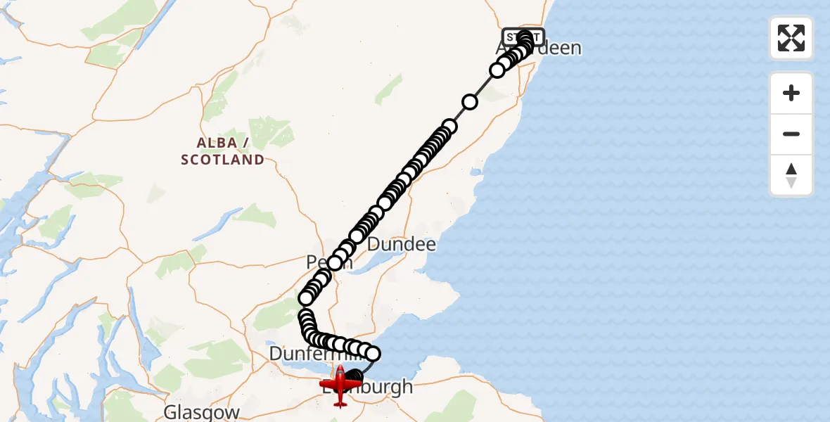 Flight route Air Ambulance Aircraft Aberdeen International Airport - Edinburgh Airport, 26 July 2026, 17:45