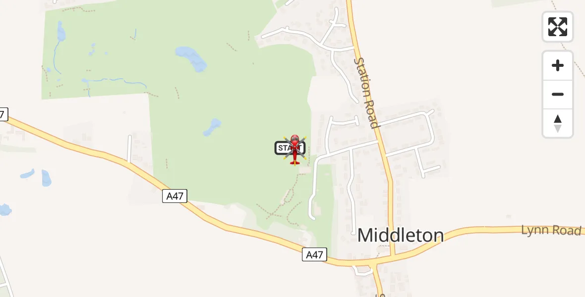 Flight route Air Ambulance Helicopter Middleton - Middleton, 26 July 2026, 18:05