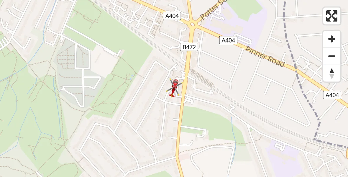 Flight route Air Ambulance Helicopter Northwood - Northwood, 26 July 2026, 19:58