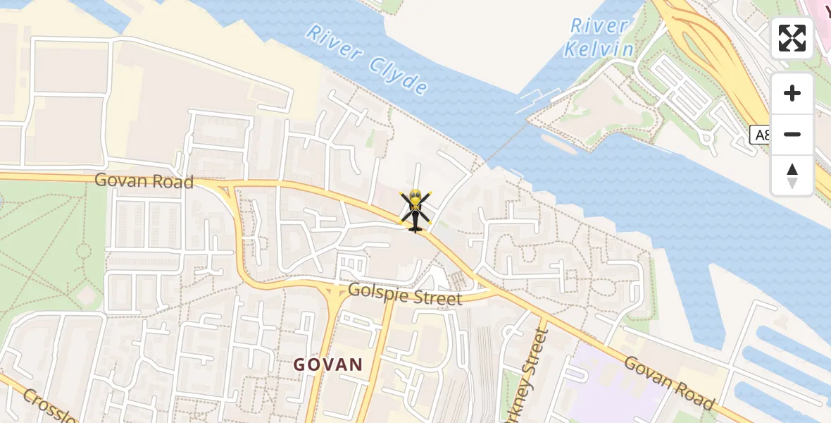 Flight route Police Helicopter Glasgow - Glasgow, 27 July 2026, 08:22
