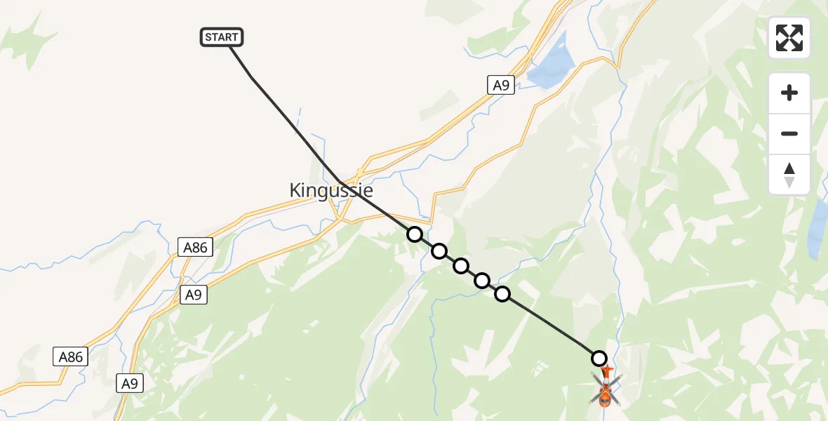 Flight route Coastguard Helicopter Kingussie - Highland Fieldcraft Training Centre War Memorial, 27 July 2026, 09:15