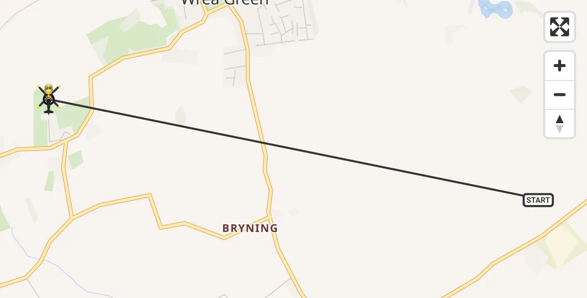 Flight route Police Helicopter Warton - Wrea Green, 27 July 2026, 09:24