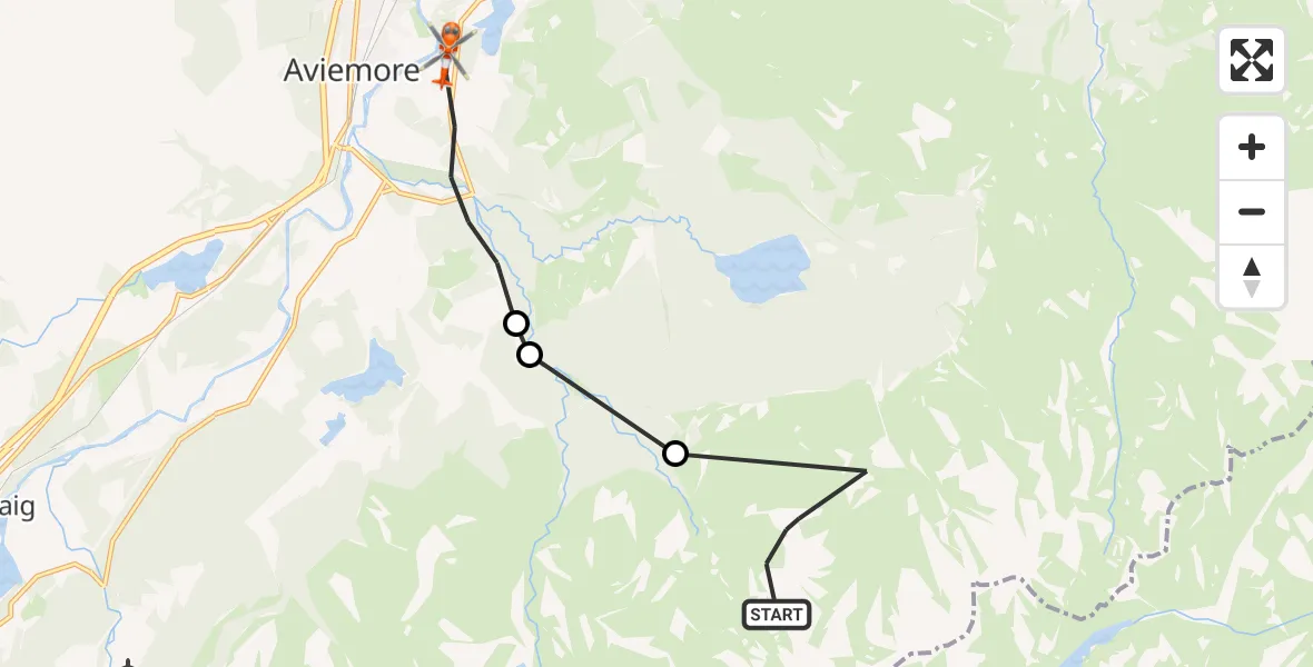 Flight route Coastguard Helicopter Highland - Aviemore, 27 July 2026, 10:07