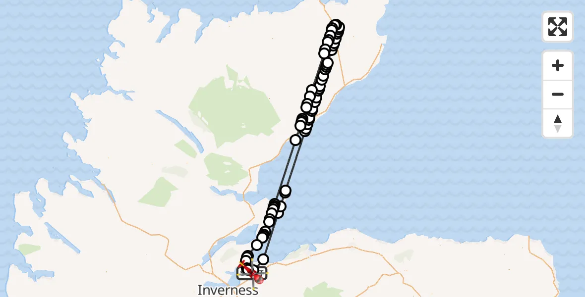 Flight route Air Ambulance Helicopter Inverness Airport - Ardersier, 27 July 2026, 10:16