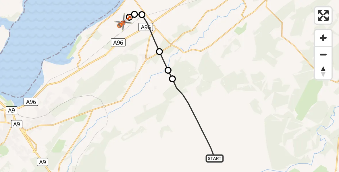 Flight route Coastguard Helicopter Highland - Inverness Airport, 27 July 2026, 10:25