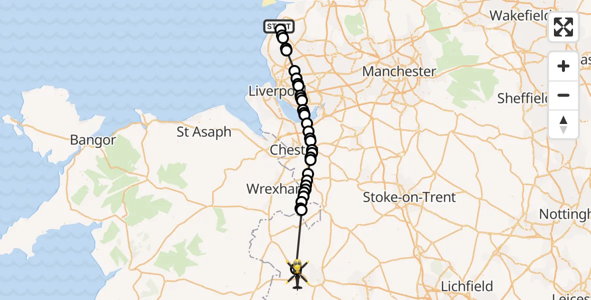 Flight route Police Helicopter Southport - Ford, 27 July 2026, 10:41