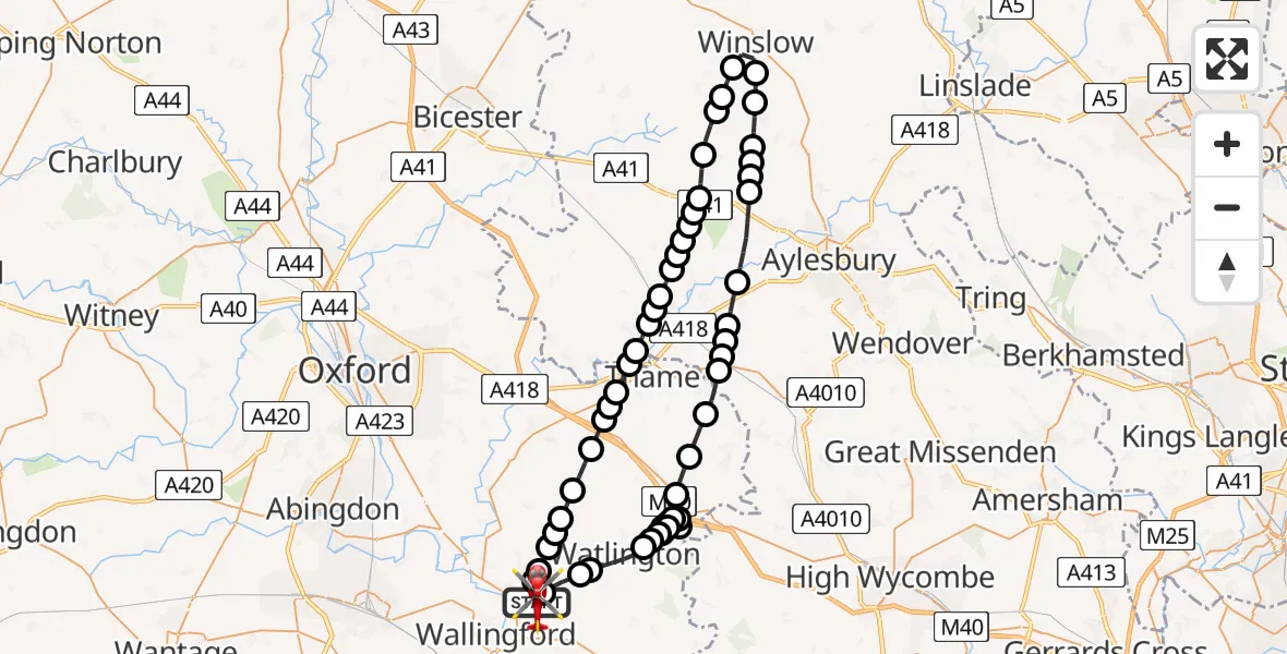 Flight route Air Ambulance Helicopter RAF Benson - RAF Benson, 27 July 2026, 11:51