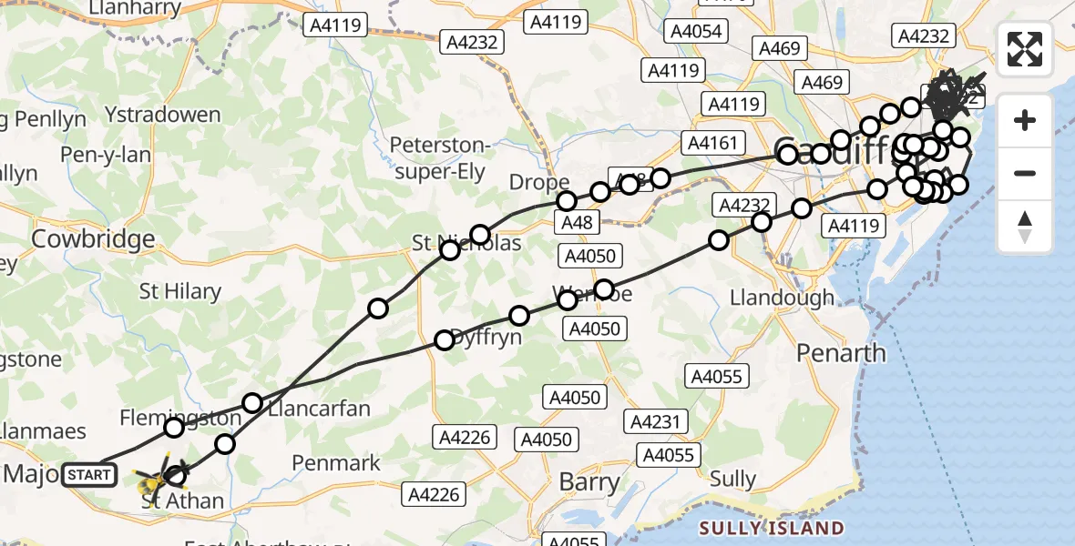 Flight route Police Helicopter MOD St Athan - MOD St Athan, 27 July 2026, 12:19