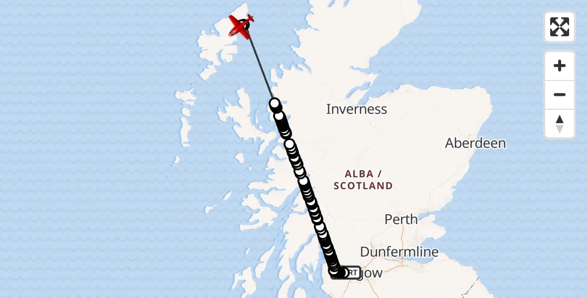 Flight route Air Ambulance Aircraft Glasgow Airport - Col, 27 July 2026, 12:58