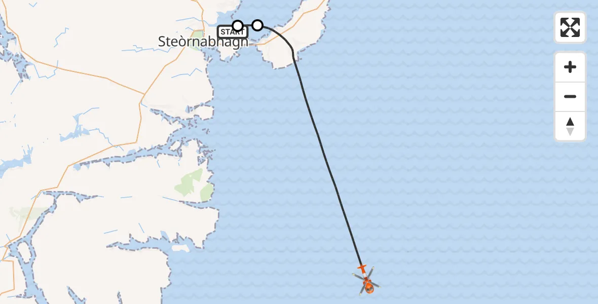 Flight route Coastguard Helicopter Stornoway Airport - Inner Seas, 27 July 2026, 13:28