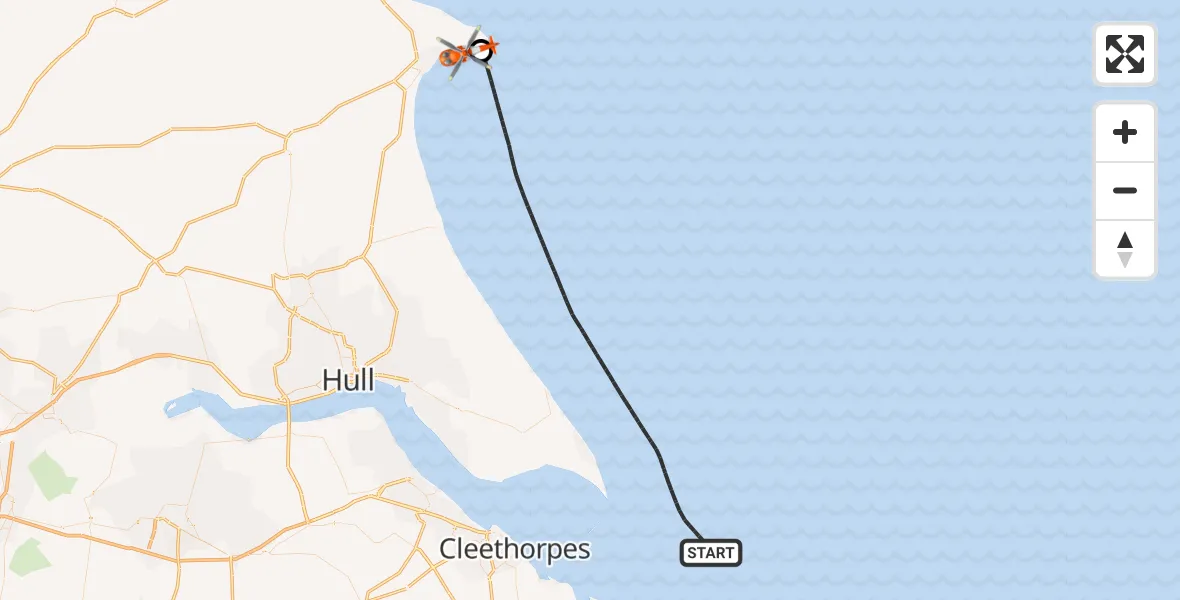 Flight route Coastguard Helicopter North Sea - Flamborough, 27 July 2026, 13:56