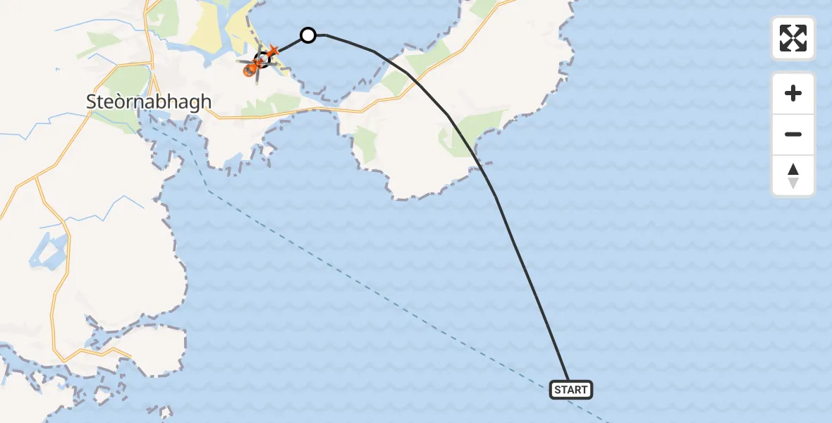 Flight route Coastguard Helicopter Inner Seas - Stornoway Airport, 27 July 2026, 15:26