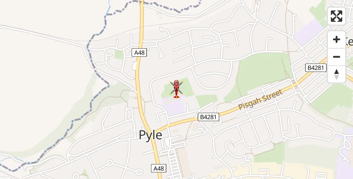 Flight route Air Ambulance Helicopter Pyle - Pyle, 27 July 2026, 15:58