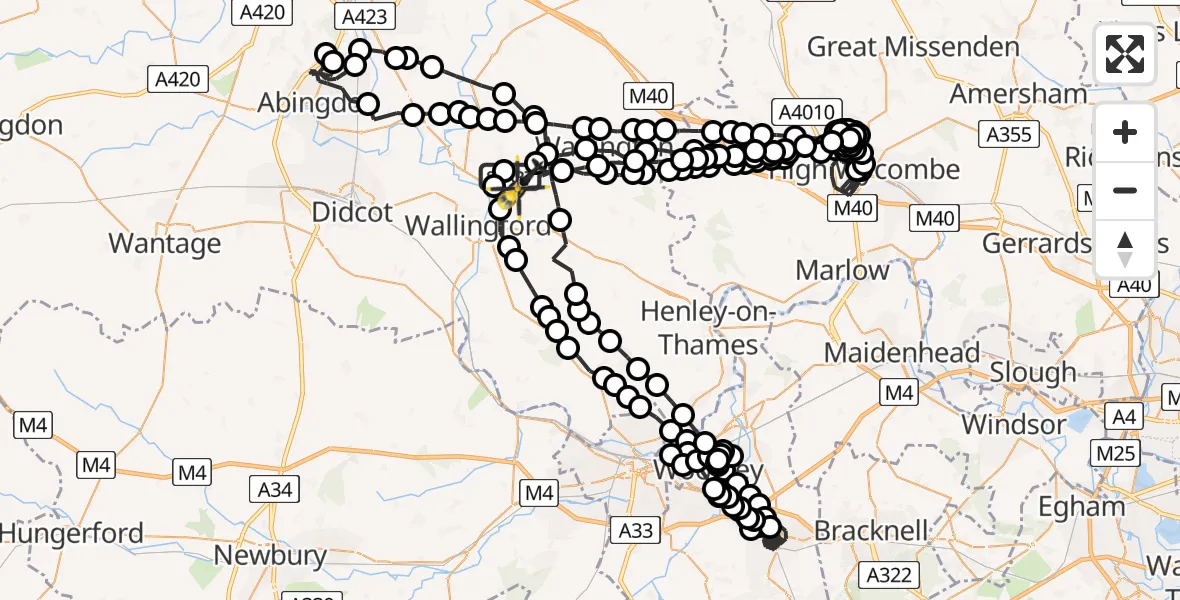Flight route Police Helicopter RAF Benson - RAF Benson, 27 July 2026, 21:46