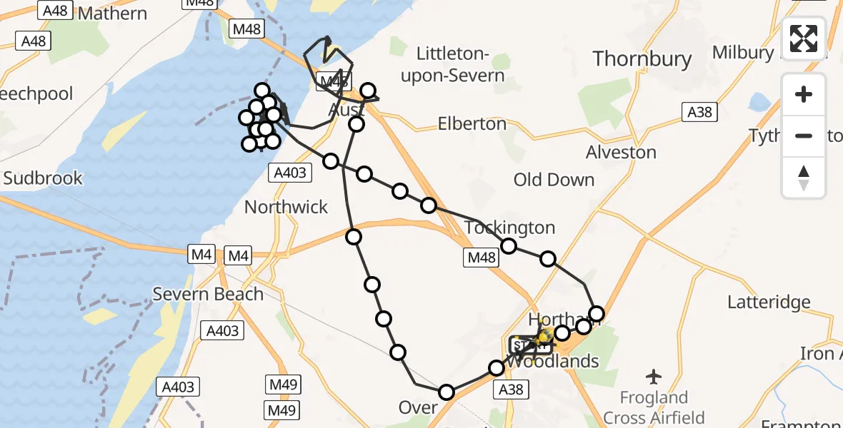 Flight route Police Helicopter Almondsbury Helicopter Base - Almondsbury Helicopter Base, 28 July 2026, 01:38