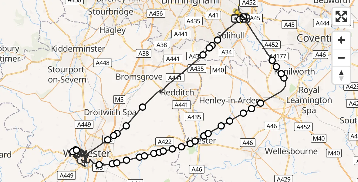 Flight route Police Helicopter Birmingham Airport - Birmingham Airport, 28 July 2026, 03:58