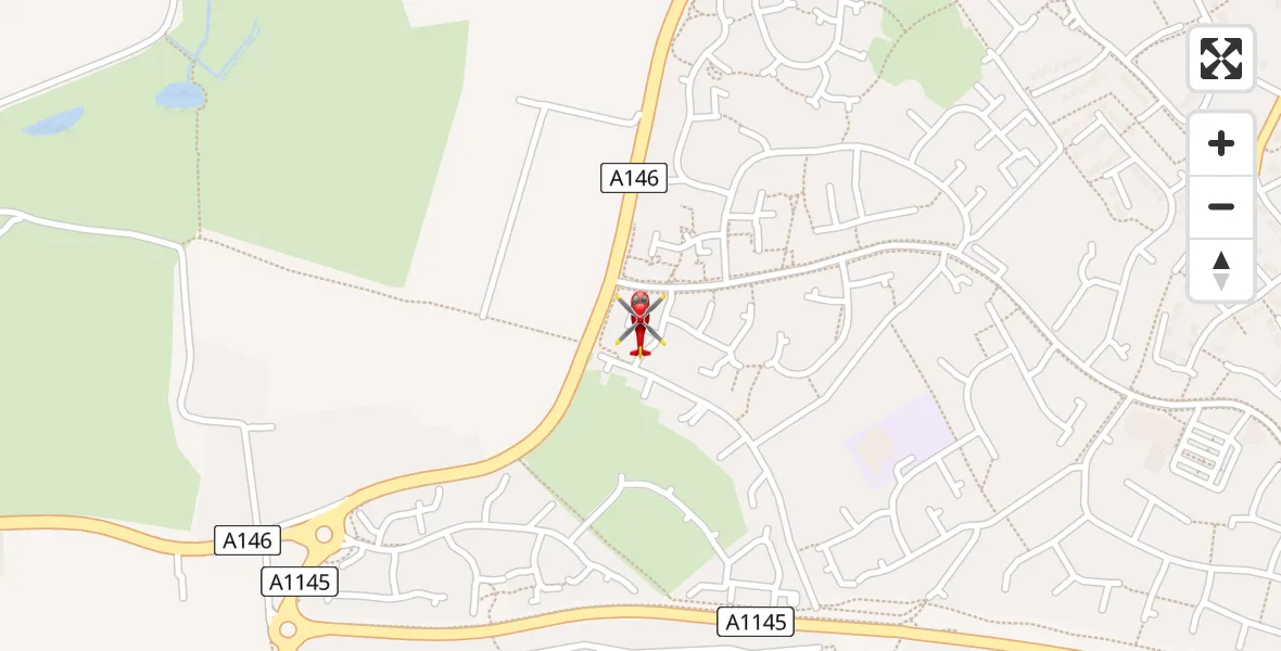 Flight route Air Ambulance Helicopter Carlton Colville - Carlton Colville, 28 July 2026, 07:11