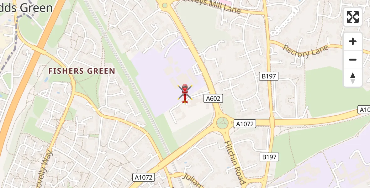Flight route Air Ambulance Helicopter Stevenage - Stevenage, 28 July 2026, 08:24