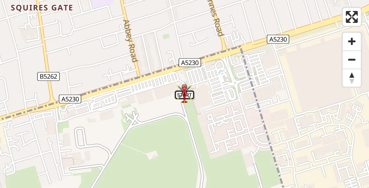 Flight route Air Ambulance Helicopter Blackpool Airport - Blackpool Airport, 28 July 2026, 10:27
