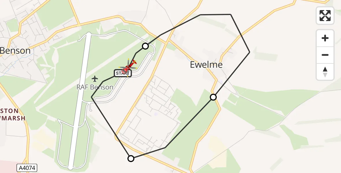 Flight route Air Ambulance Helicopter RAF Benson - RAF Benson, 28 July 2026, 12:41