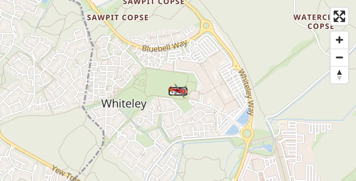 Flight route Air Ambulance Helicopter Whiteley - Whiteley, 28 July 2026, 13:42