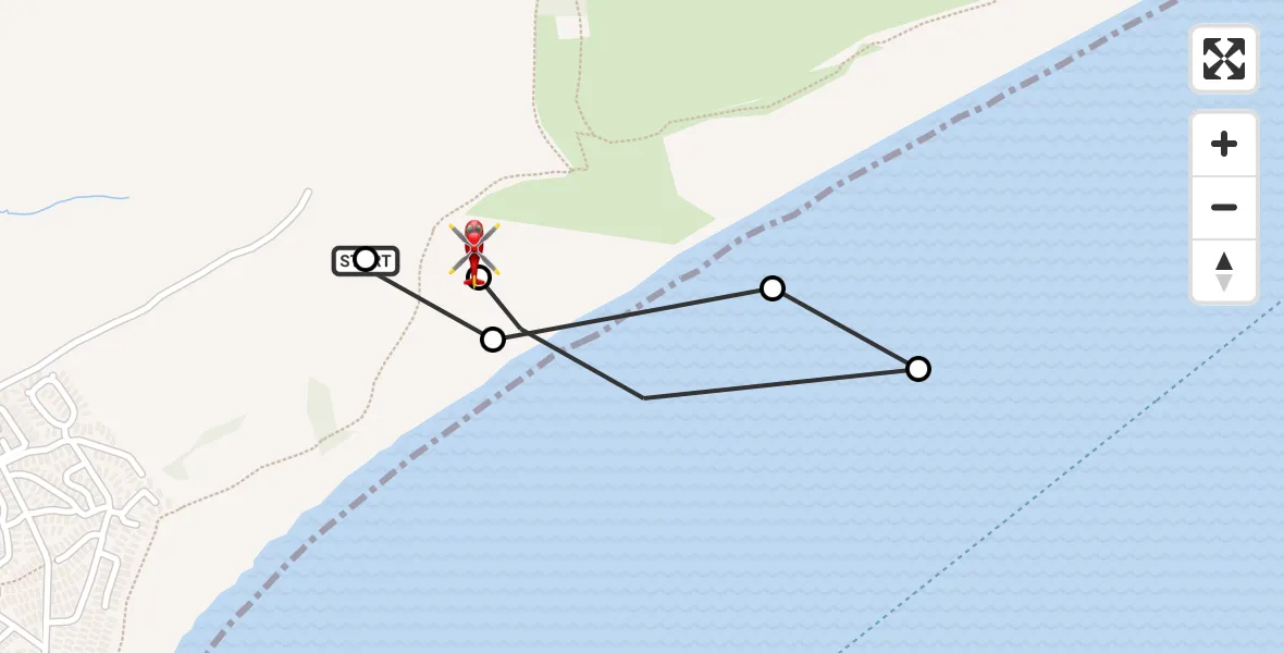 Flight route Air Ambulance Helicopter Exmouth - Budleigh Salterton, 28 July 2026, 13:42