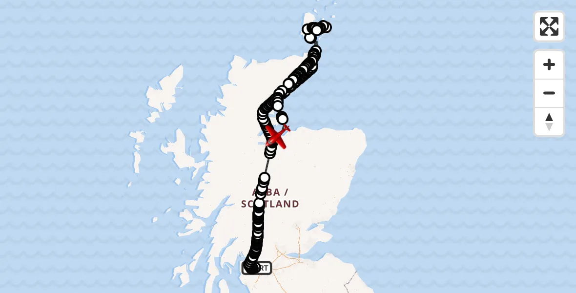 Flight route Air Ambulance Aircraft Glasgow Airport - North Sea, 28 July 2026, 15:15
