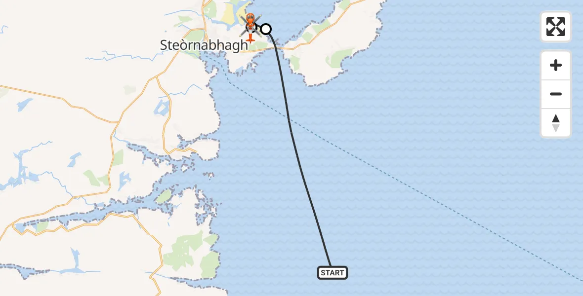 Flight route Coastguard Helicopter Inner Seas - Stornoway Airport, 28 July 2026, 17:02