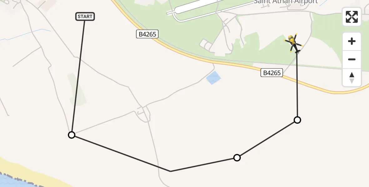 Flight route Police Helicopter Boverton - MOD St Athan, 28 July 2026, 17:07