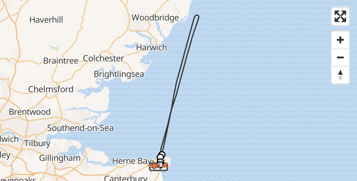 Flight route Coastguard Helicopter Manston Airport - Manston Airport, 28 July 2026, 18:42