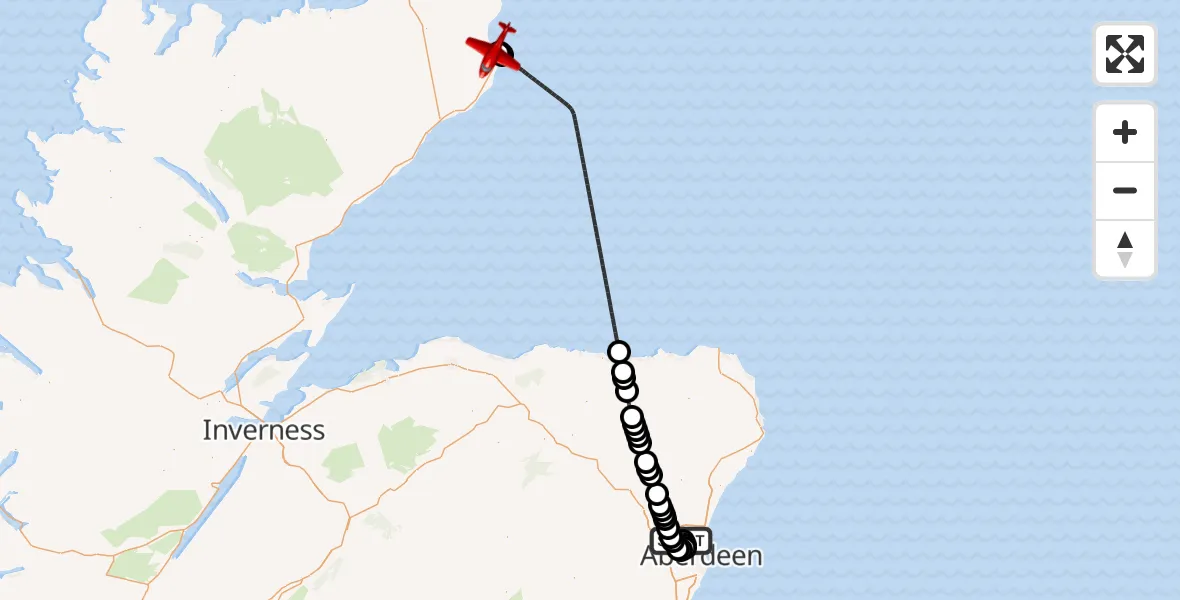 Flight route Air Ambulance Aircraft Aberdeen International Airport - Wick John O'Groats Airport, 28 July 2026, 18:49