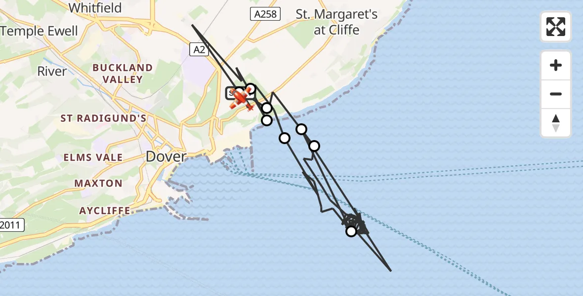 Flight route Coastguard Drone Swingate Airfield - Swingate Airfield, 29 July 2026, 02:02