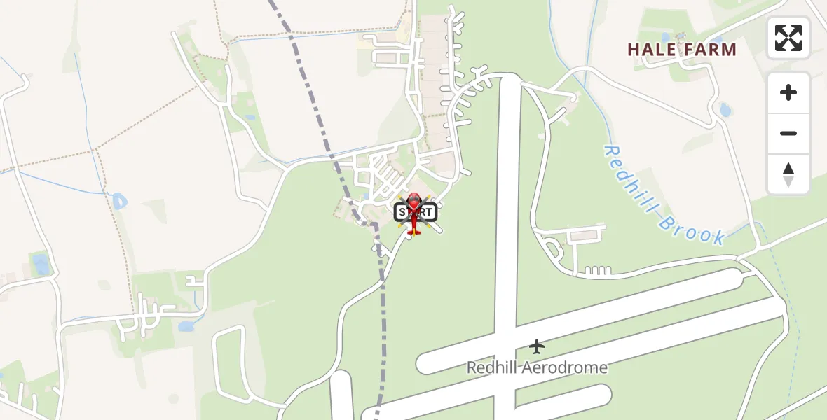 Flight route Air Ambulance Helicopter Redhill Aerodrome - Salfords, 29 July 2026, 06:55