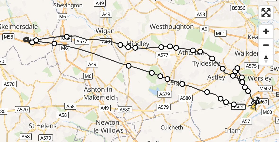 Flight route Police Helicopter Irlam - Irlam, 29 July 2026, 08:32