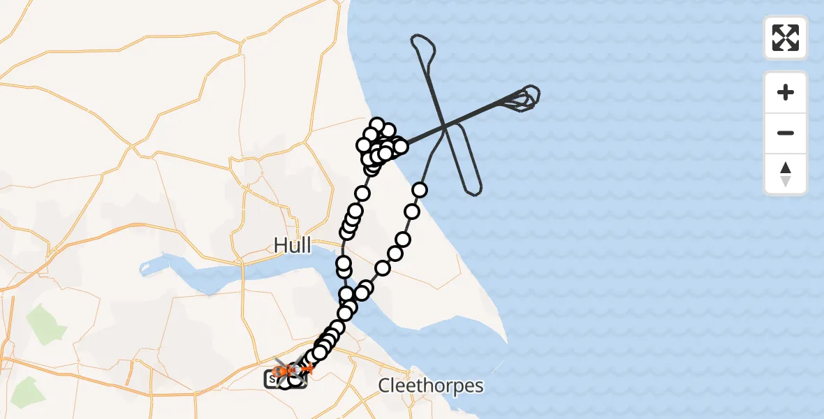 Flight route Coastguard Helicopter Humberside Airport - Great Limber CP, 29 July 2026, 08:49